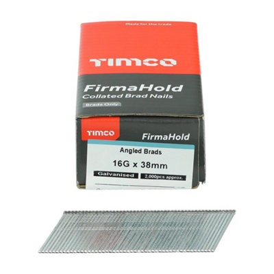 FirmaHold Collated Brad Nails - 16 Gauge - Angled - Galvanised ABG1638 - 16g x 38mm - 3