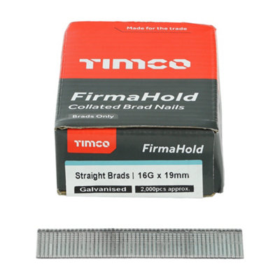 FirmaHold Collated Brad Nails - 16 Gauge - Straight - Galvanised BG1619 - 16g x 19mm - 3