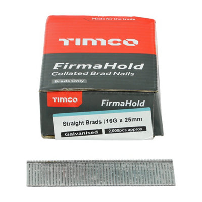 FirmaHold Collated Brad Nails - 16 Gauge - Straight - Galvanised BG1625 - 16g x 25mm - 3