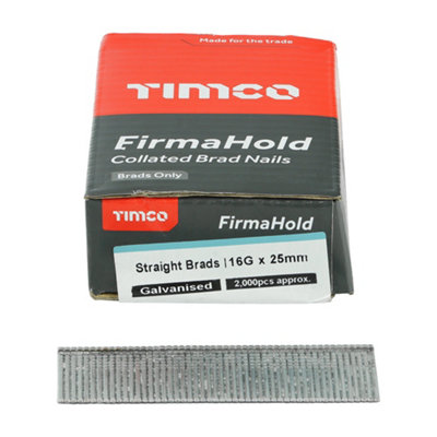 FirmaHold Collated Brad Nails - 16 Gauge - Straight - Galvanised BG1625 - 16g x 25mm