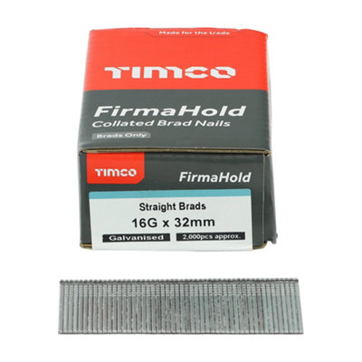 FirmaHold Collated Brad Nails - 16 Gauge - Straight - Galvanised BG1632 - 16g x 32mm