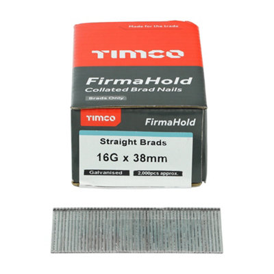 FirmaHold Collated Brad Nails - 16 Gauge - Straight - Galvanised BG1638 - 16g x 38mm - 3