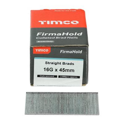 FirmaHold Collated Brad Nails - 16 Gauge - Straight - Galvanised BG1645 - 16g x 45mm