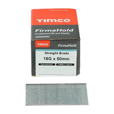 FirmaHold Collated Brad Nails - 16 Gauge - Straight - Galvanised BG1650 - 16g x 50mm - 3