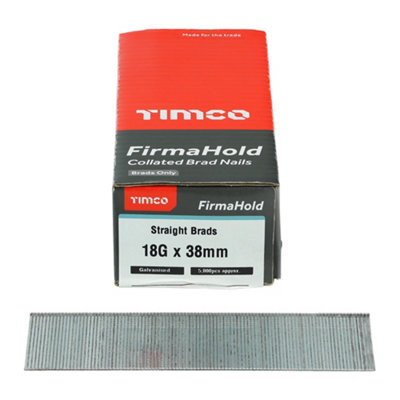 FirmaHold Collated Brad Nails - 18 Gauge - Straight - Galvanised BG1838 - 18g x 38mm - 3