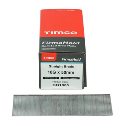 FirmaHold Collated Brad Nails - 18 Gauge - Straight - Galvanised BG1850 - 18g x 50mm - 3