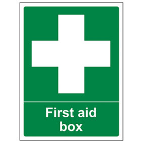 FIRST AID BOX Safety Sign - 1mm Rigid Plastic - 150 X 200mm - 5 Pack