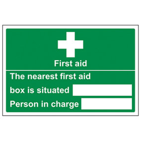 First Aid Box Situated Safety Sign - Rigid Plastic - 200x150mm (x3)