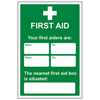First Aid/First Aiders/Location Sign - Adhesive Vinyl - 300x400mm (x3)