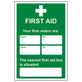 First Aid/First Aiders/Location Sign - Adhesive Vinyl - 400x600mm (x3)