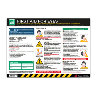 First Aid For Eyes Safety Poster - Anti Scuff Laminated PVC - Easy To Read Information Guide - W594mm x H420mm