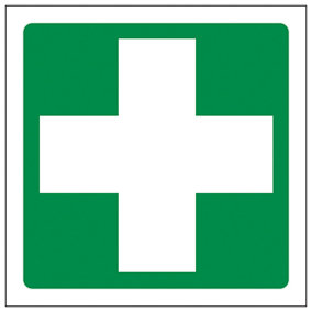 First Aid Logo Health Safety Sign - Adhesive Vinyl - 100x100mm (x3)