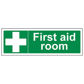 First Aid Room Door Health Safety Sign - Adhesive Vinyl 300x100mm (x3)