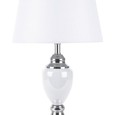 First Choice Lighting Abbey Chrome White Table Lamp With Shade