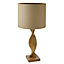 First Choice Lighting Abia Oak Resin Natural Table Lamp With Linen Shade