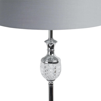 First Choice Lighting Anthea Chrome Clear Glass Grey Floor Lamp