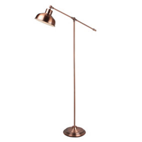 First Choice Lighting Antique Brushed Copper Lever Arm Floor Lamp