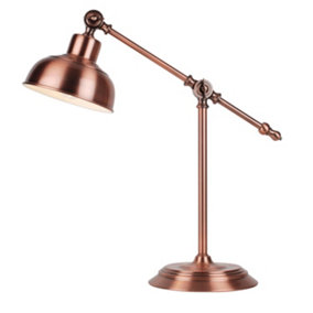 First Choice Lighting Antique Brushed Copper Lever Arm Table Lamp