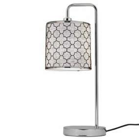 First Choice Lighting Arch Chrome Grey Table Lamp With Shade