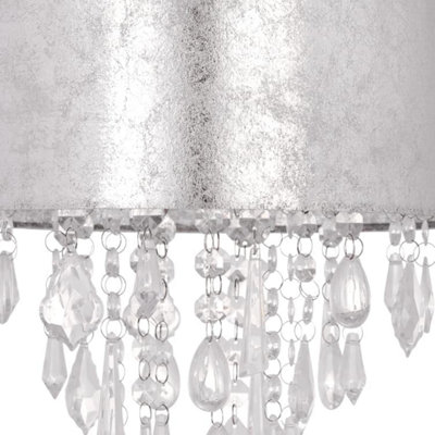 First Choice Lighting Arch Clear Silver Marble Easy Fit Jewelled Pendant Shade