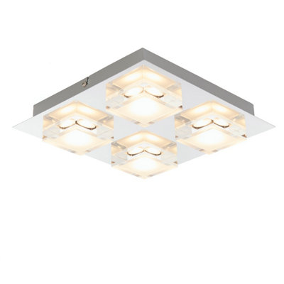 First Choice Lighting - Arlo LED Chrome 4 Light IP44 Bathroom Ceiling Flush Light