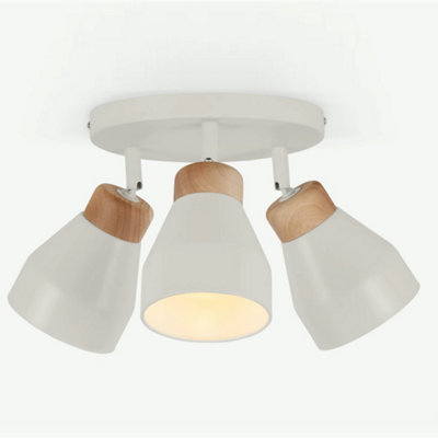 First Choice Lighting Arnold Muted Grey Wood 3 Light Ceiling Spotlight