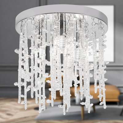 First Choice Lighting Azalea Crystal Flush Ceiling Light