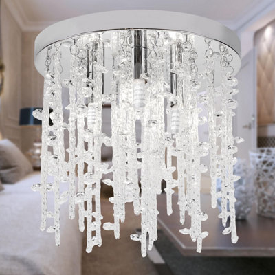 First Choice Lighting Azalea Crystal Flush Ceiling Light