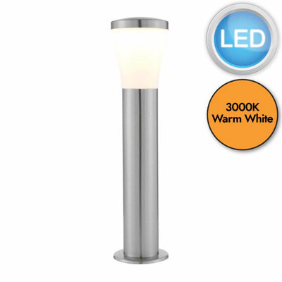 First Choice Lighting Aztec LED Stainless Steel Frosted IP44 Outdoor Post Light