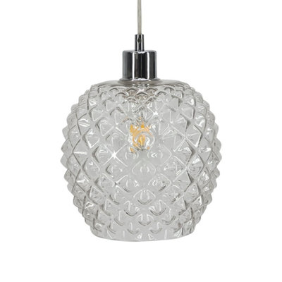 First Choice Lighting Baine Clear Textured Glass Easy Fit Pendant Shade