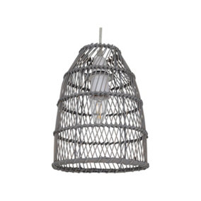 First Choice Lighting Bamboo Grey Bamboo Easy Fit Pendant Shade