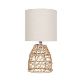 First Choice Lighting Bamboo Natural Bamboo 32cm Table Lamp With Fabric Shade