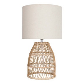 First Choice Lighting Bamboo Natural Bamboo 36cm Table Lamp With Fabric Shade