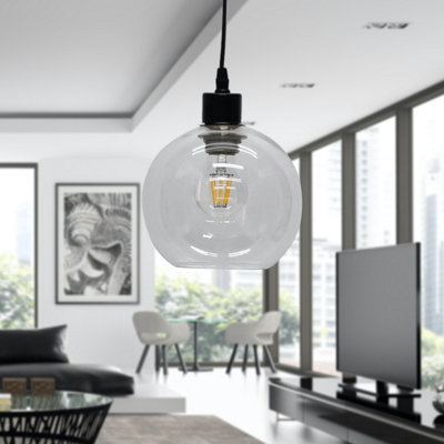 First Choice Lighting Barnum Clear Glass Globe Easy Fit Pendant Shade