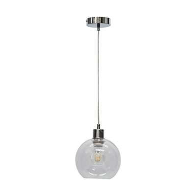 First Choice Lighting Barnum Clear Glass Globe with Chrome Pendant Fitting