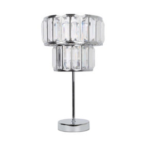 First Choice Lighting Beaded Acrylic Crystal Prism Two Tier Table Lamp