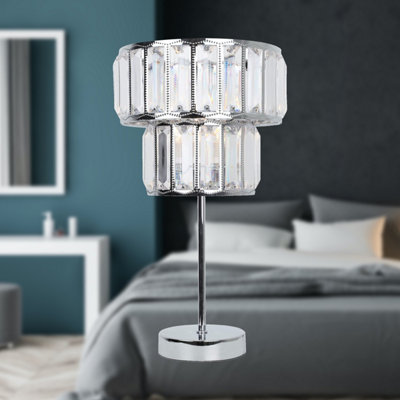 First Choice Lighting Beaded Acrylic Crystal Prism Two Tier Table Lamp