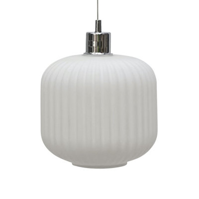 First Choice Lighting Bento White Ribbed Glass Easy Fit Pendant Shade