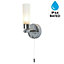 First Choice Lighting Beta Chrome Frosted Glass IP44 Pull Cord Bathroom Wall Light