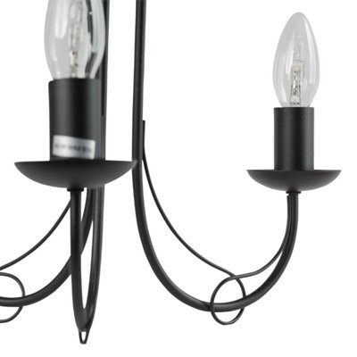 First Choice Lighting Black 3 Way Ceiling Fitting with Loop Scroll Detail