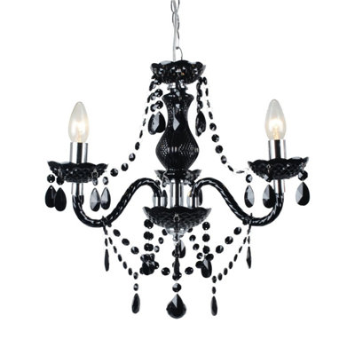 First Choice Lighting Black and Chrome Marie Therese Style 3 x 40W Chandelier
