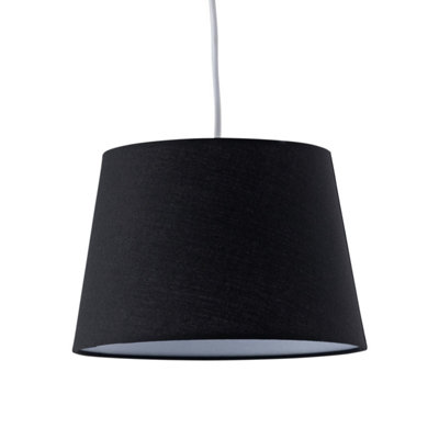 First Choice Lighting Black Cotton 23cm Tapered Cylinder Pendant or Lamp Shade
