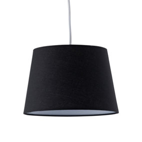 First Choice Lighting - Black Cotton 23cm Tapered Cylinder Pendant or Lamp Shade