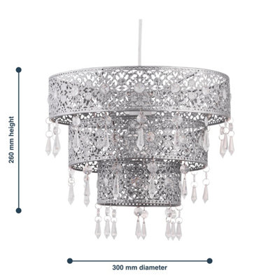 First Choice Lighting Blanca Silver Clear Easy Fit Jewelled Pendant Shade
