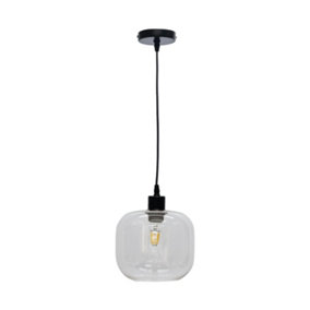 First Choice Lighting Bletch Clear Glass with Black Pendant Fitting