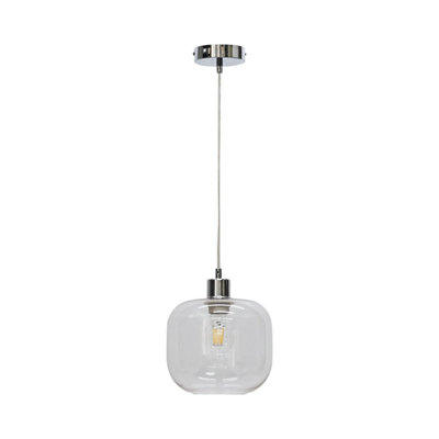 First Choice Lighting Bletch Clear Glass with Chrome Pendant Fitting