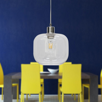 First Choice Lighting Bletch Clear Glass with Chrome Pendant Fitting