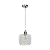 First Choice Lighting Bletch Clear Glass with Satin Nickel Pendant Fitting