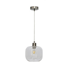 First Choice Lighting Bletch Clear Glass with Satin Nickel Pendant Fitting