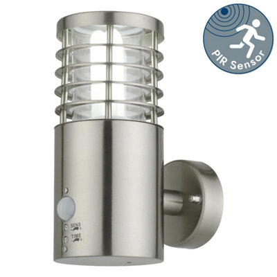 First Choice Lighting Bloom Stainless Steel Clear IP44 Outdoor Sensor Wall Light